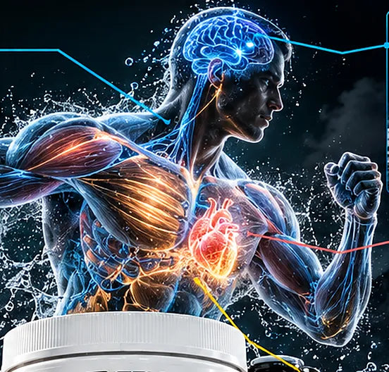 Illustration of an athlete's muscles and circulation