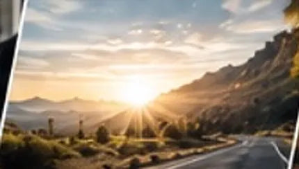 Mountain road at sunrise