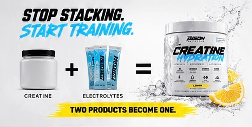 Stop stacking. Start training. Creatine plus electrolytes: two products become one.